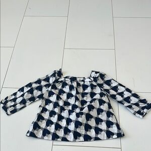 Crewcuts Kids hearts Geometric Patterned Top - navy & White 4/5Y